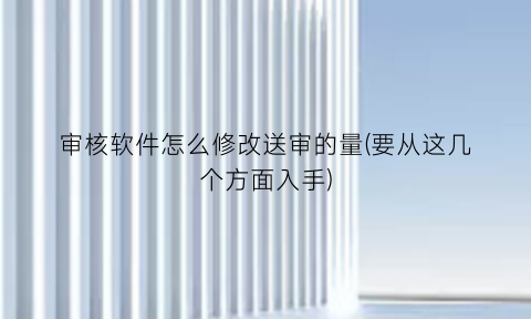 审核软件怎么修改送审的量(要从这几个方面入手)