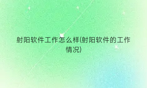 “射阳软件工作怎么样(射阳软件的工作情况)