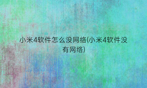 “小米4软件怎么没网络(小米4软件没有网络)