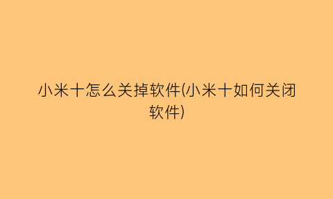 小米十怎么关掉软件(小米十如何关闭软件)