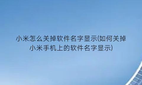 小米怎么关掉软件名字显示(如何关掉小米手机上的软件名字显示)