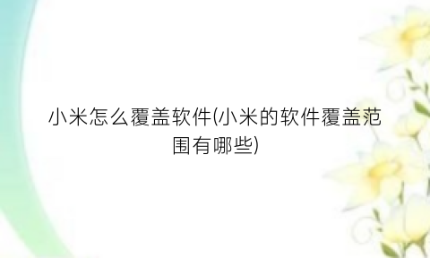 “小米怎么覆盖软件(小米的软件覆盖范围有哪些)