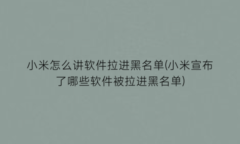 小米怎么讲软件拉进黑名单(小米宣布了哪些软件被拉进黑名单)