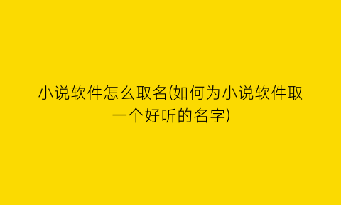 小说软件怎么取名(如何为小说软件取一个好听的名字)