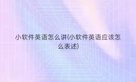 小软件英语怎么讲(小软件英语应该怎么表述)