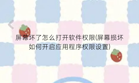 “屏幕坏了怎么打开软件权限(屏幕损坏如何开启应用程序权限设置)