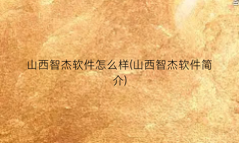 山西智杰软件怎么样(山西智杰软件简介)