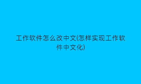 工作软件怎么改中文(怎样实现工作软件中文化)