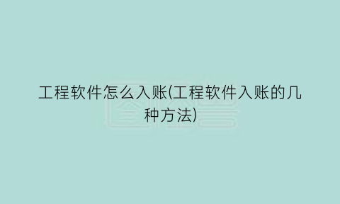 工程软件怎么入账(工程软件入账的几种方法)