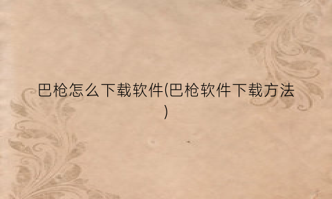 “巴枪怎么下载软件(巴枪软件下载方法)