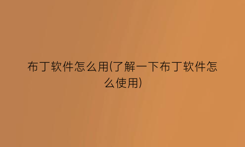 “布丁软件怎么用(了解一下布丁软件怎么使用)