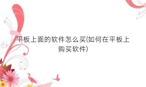 平板上面的软件怎么买(如何在平板上购买软件)