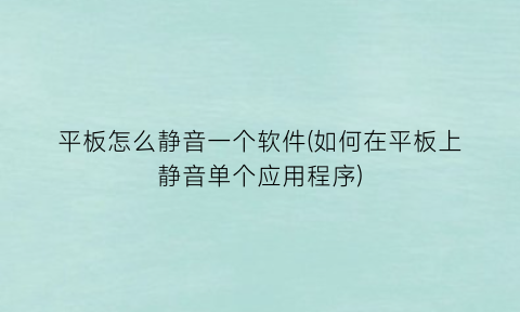 平板怎么静音一个软件(如何在平板上静音单个应用程序)