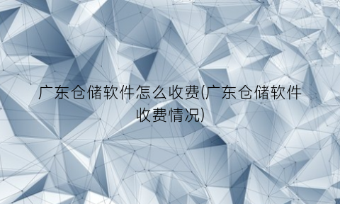 广东仓储软件怎么收费(广东仓储软件收费情况)