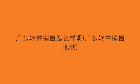 广东软件销售怎么样啊(广东软件销售现状)