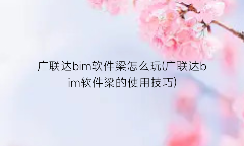 广联达bim软件梁怎么玩(广联达bim软件梁的使用技巧)