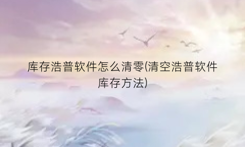 库存浩普软件怎么清零(清空浩普软件库存方法)