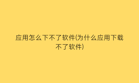 应用怎么下不了软件(为什么应用下载不了软件)