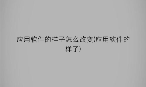 “应用软件的样子怎么改变(应用软件的样子)