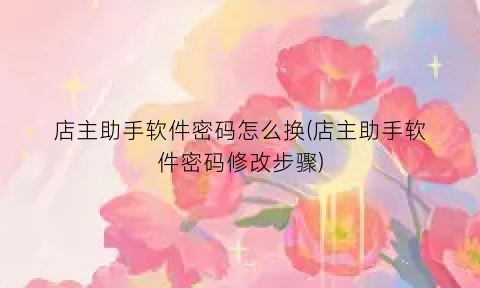 “店主助手软件密码怎么换(店主助手软件密码修改步骤)