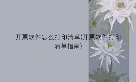 开票软件怎么打印清单(开票软件打印清单指南)