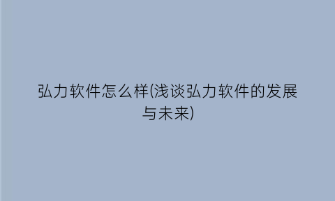 弘力软件怎么样(浅谈弘力软件的发展与未来)