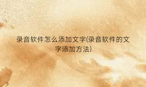 录音软件怎么添加文字(录音软件的文字添加方法)