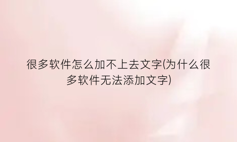 “很多软件怎么加不上去文字(为什么很多软件无法添加文字)