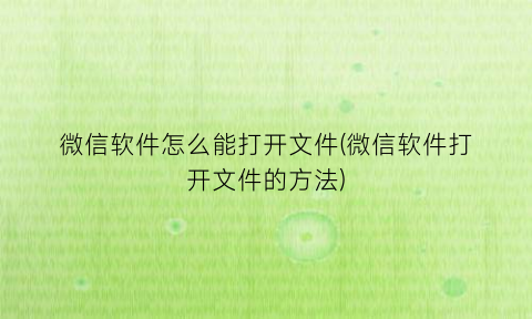 “微信软件怎么能打开文件(微信软件打开文件的方法)