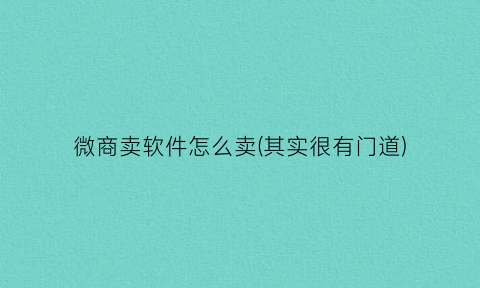 微商卖软件怎么卖(其实很有门道)
