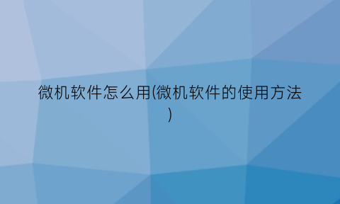 微机软件怎么用(微机软件的使用方法)