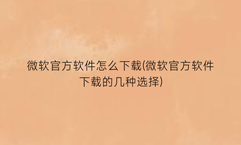 微软官方软件怎么下载(微软官方软件下载的几种选择)