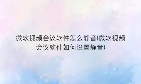 微软视频会议软件怎么静音(微软视频会议软件如何设置静音)