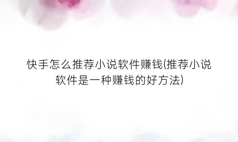 “快手怎么推荐小说软件赚钱(推荐小说软件是一种赚钱的好方法)