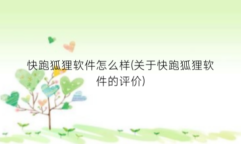 “快跑狐狸软件怎么样(关于快跑狐狸软件的评价)