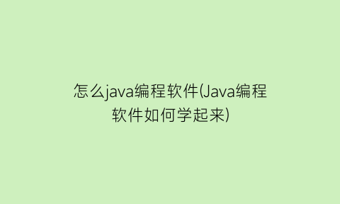 怎么java编程软件(Java编程软件如何学起来)