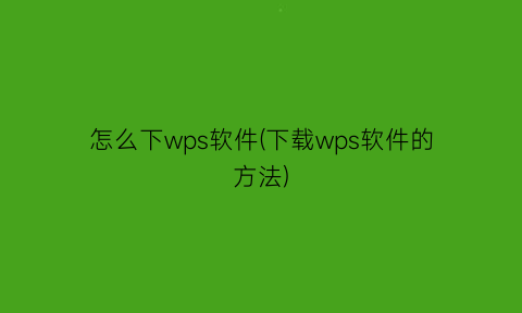 怎么下wps软件(下载wps软件的方法)