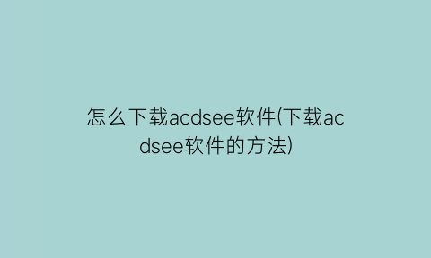 怎么下载acdsee软件(下载acdsee软件的方法)