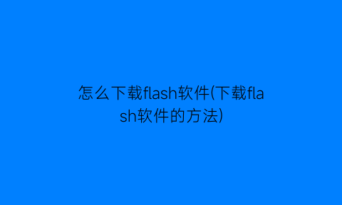 怎么下载flash软件(下载flash软件的方法)