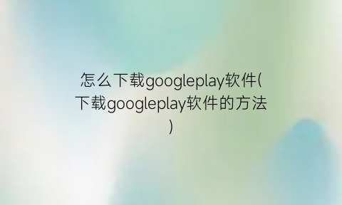 “怎么下载googleplay软件(下载googleplay软件的方法)