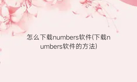 怎么下载numbers软件(下载numbers软件的方法)