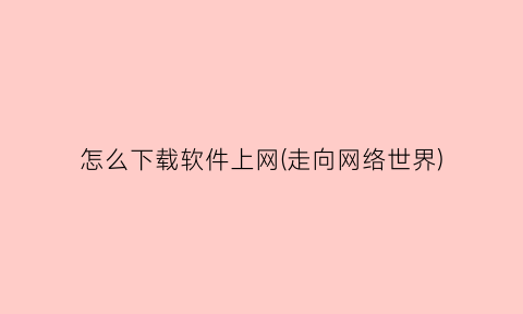 “怎么下载软件上网(走向网络世界)