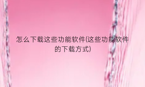 怎么下载这些功能软件(这些功能软件的下载方式)