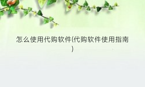 “怎么使用代购软件(代购软件使用指南)