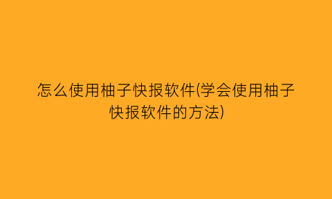 怎么使用柚子快报软件(学会使用柚子快报软件的方法)