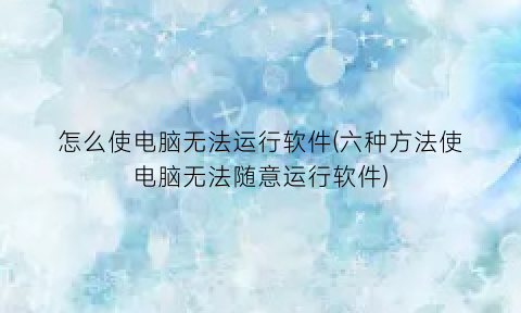 怎么使电脑无法运行软件(六种方法使电脑无法随意运行软件)