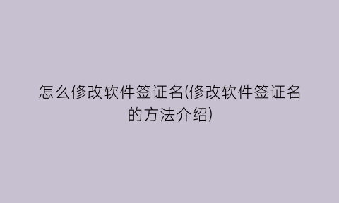 怎么修改软件签证名(修改软件签证名的方法介绍)