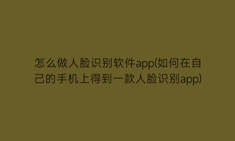 怎么做人脸识别软件app(如何在自己的手机上得到一款人脸识别app)