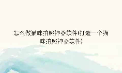 “怎么做猫咪拍照神器软件(打造一个猫咪拍照神器软件)
