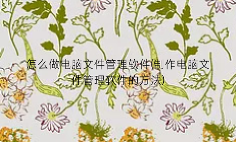 “怎么做电脑文件管理软件(制作电脑文件管理软件的方法)